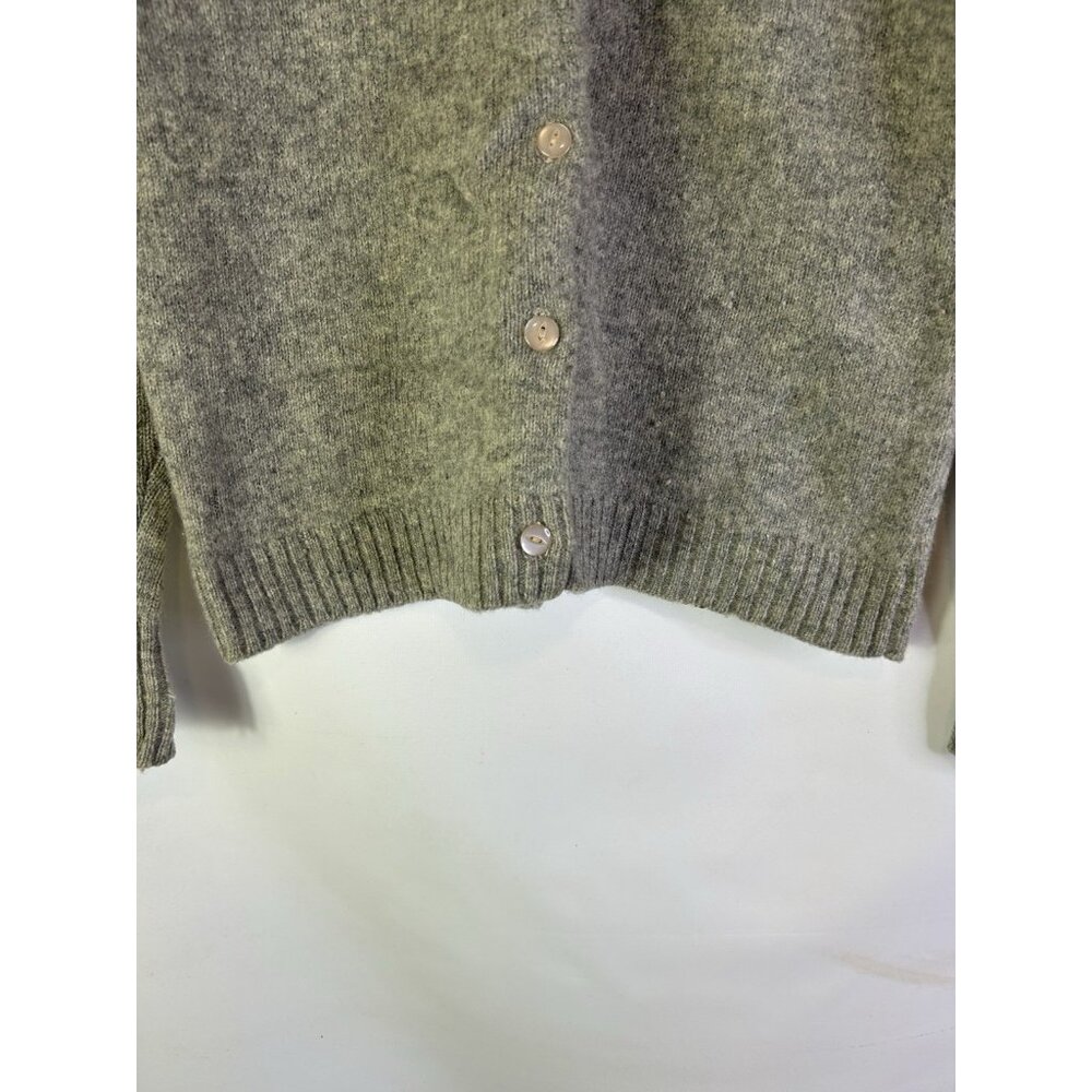 Vintage 60s Rockabilly Virgin Wool Cardigan Sweater Blank Gray - Picture 2 of 11